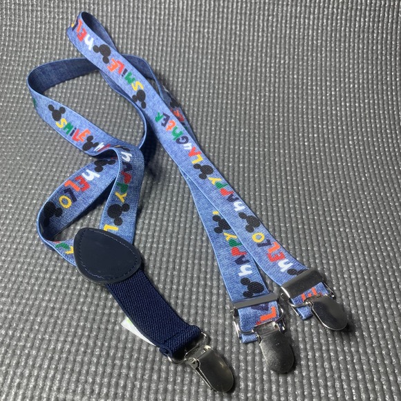 Disney Infant Toddler Suspenders Size Medium Blue Mickey‎ Mouse Print Stretch - Picture 1 of 6